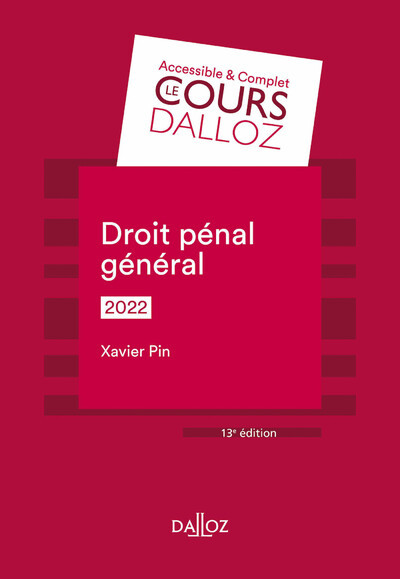 Droit pénal général 2022 13ed - Xavier Pin - DALLOZ