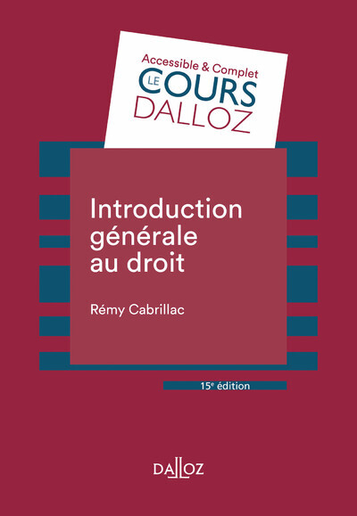 Introduction générale au droit 15ed - Rémy Cabrillac - DALLOZ