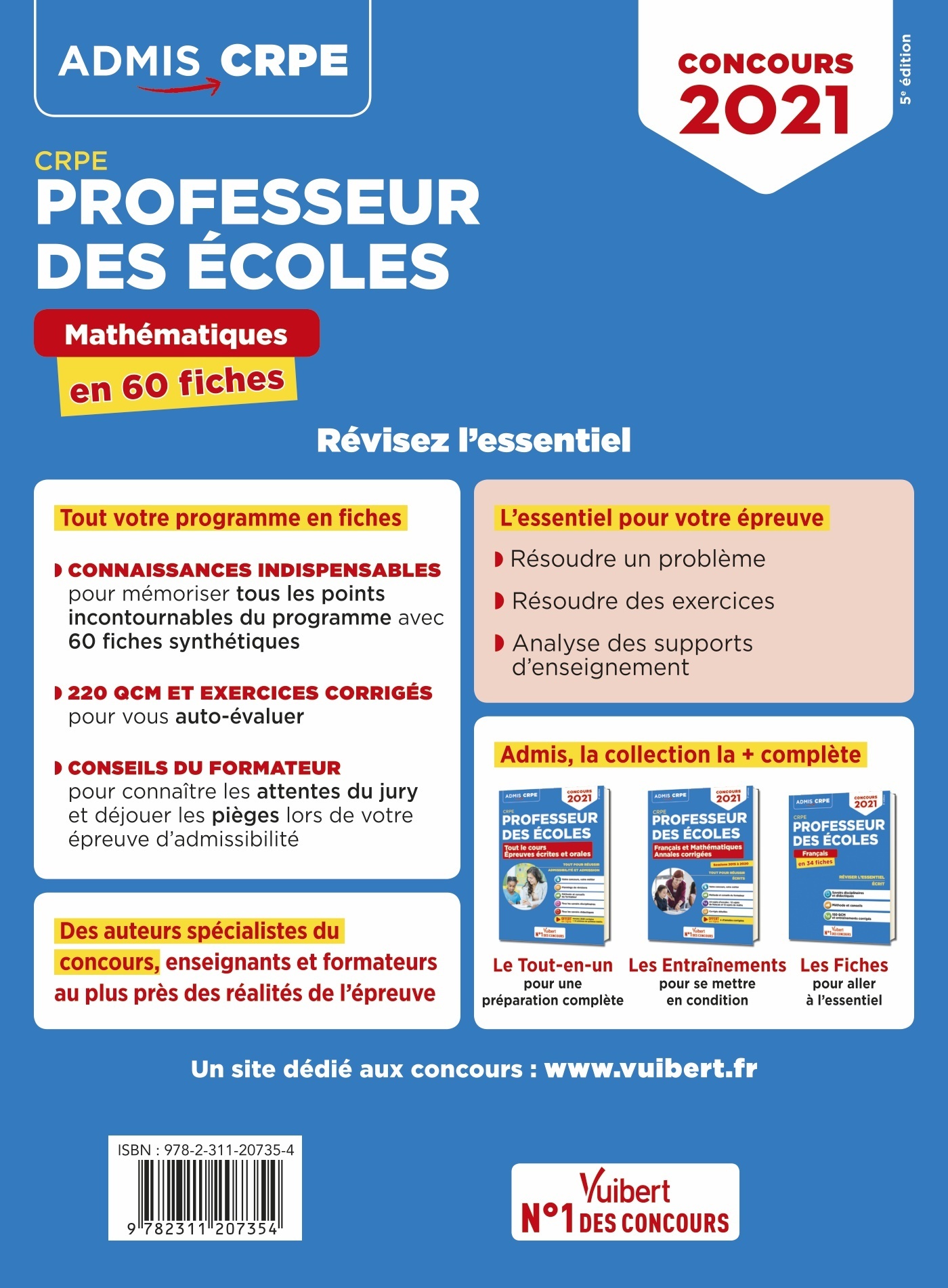 CRPE - Concours Professeur des écoles - Mathématiques - L'essentiel en 60 fiches - Marc Loison - VUIBERT