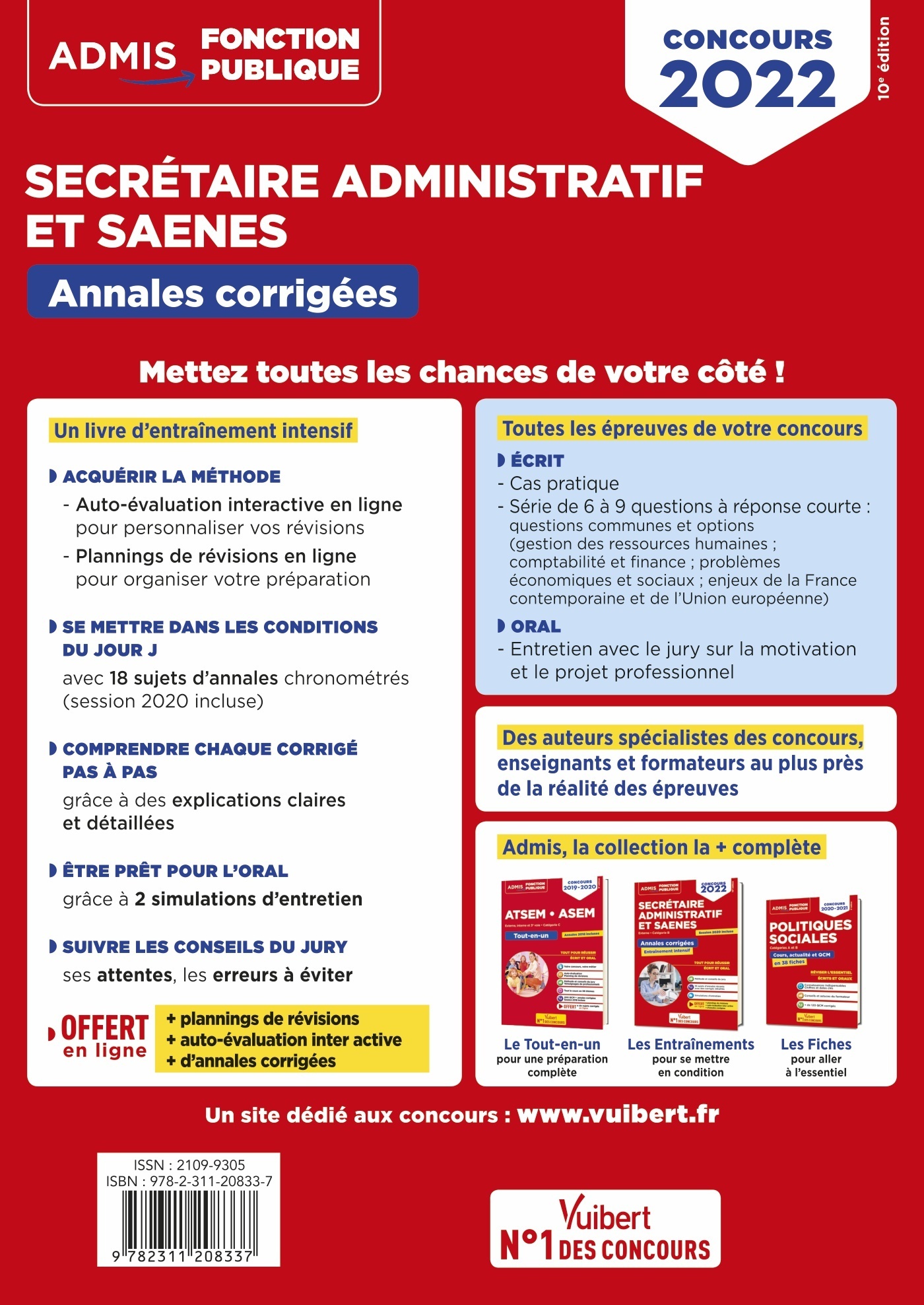 Concours SA et SAENES - Annales corrigées - Catégorie B - Admis - Pascal Eynard - VUIBERT