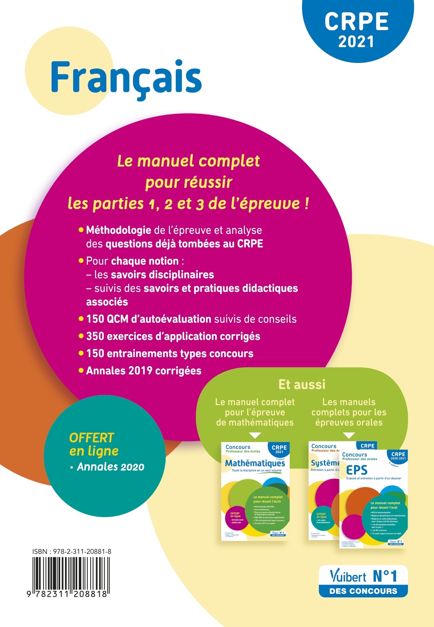 CRPE - Concours Professeur des écoles - Français - Le manuel complet pour réussir l'écrit en un seul volume - Annales 2020 offertes - Marc Loison - VUIBERT