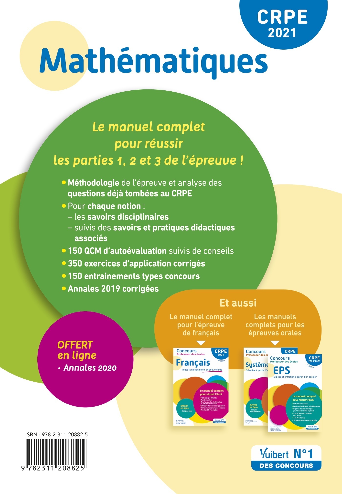 CRPE - Concours Professeur des écoles - Mathématiques - Le manuel complet pour réussir l'écrit en un seul volume - Annales 2020 offertes - Marc Loison - VUIBERT