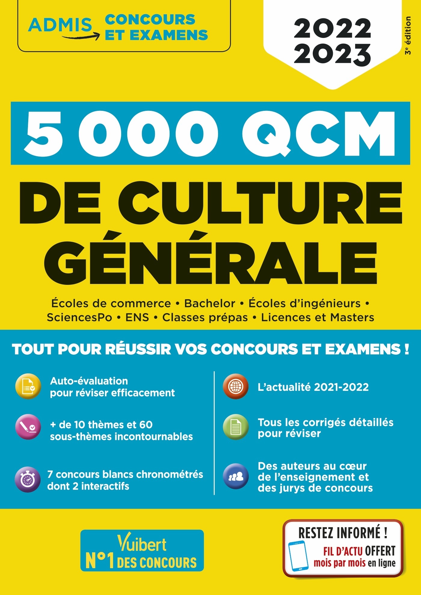 5000 QCM de culture générale + Actu en ligne mois par mois - René Guimet - VUIBERT