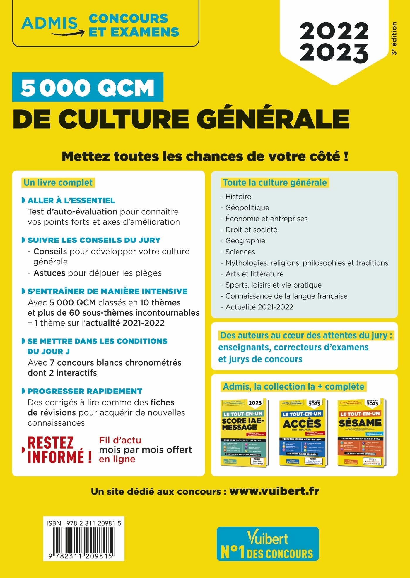 5000 QCM de culture générale + Actu en ligne mois par mois - René Guimet - VUIBERT