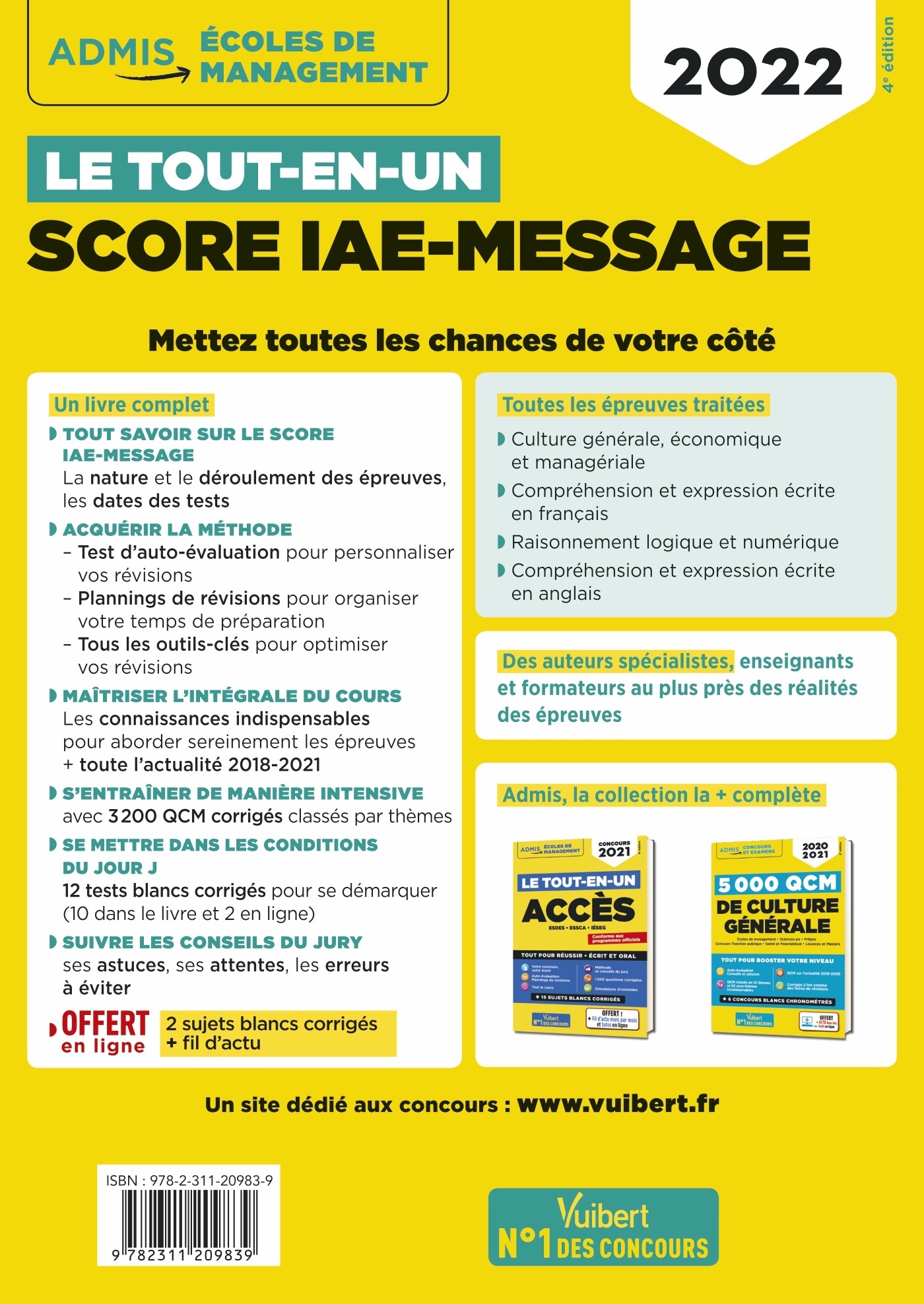 Le tout-en-un Score IAE-MESSAGE - 12 tests blancs - Fil d'actu offert - Dominique Dumas - VUIBERT