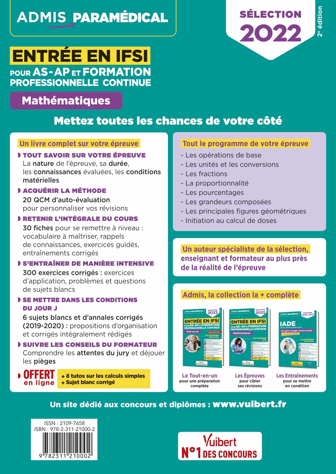 Entrée en IFSI Pour les AS-AP et formation professionnelle continue (FPC) - Mathématiques - 10 tutos offerts - Sébastien Drevet - VUIBERT