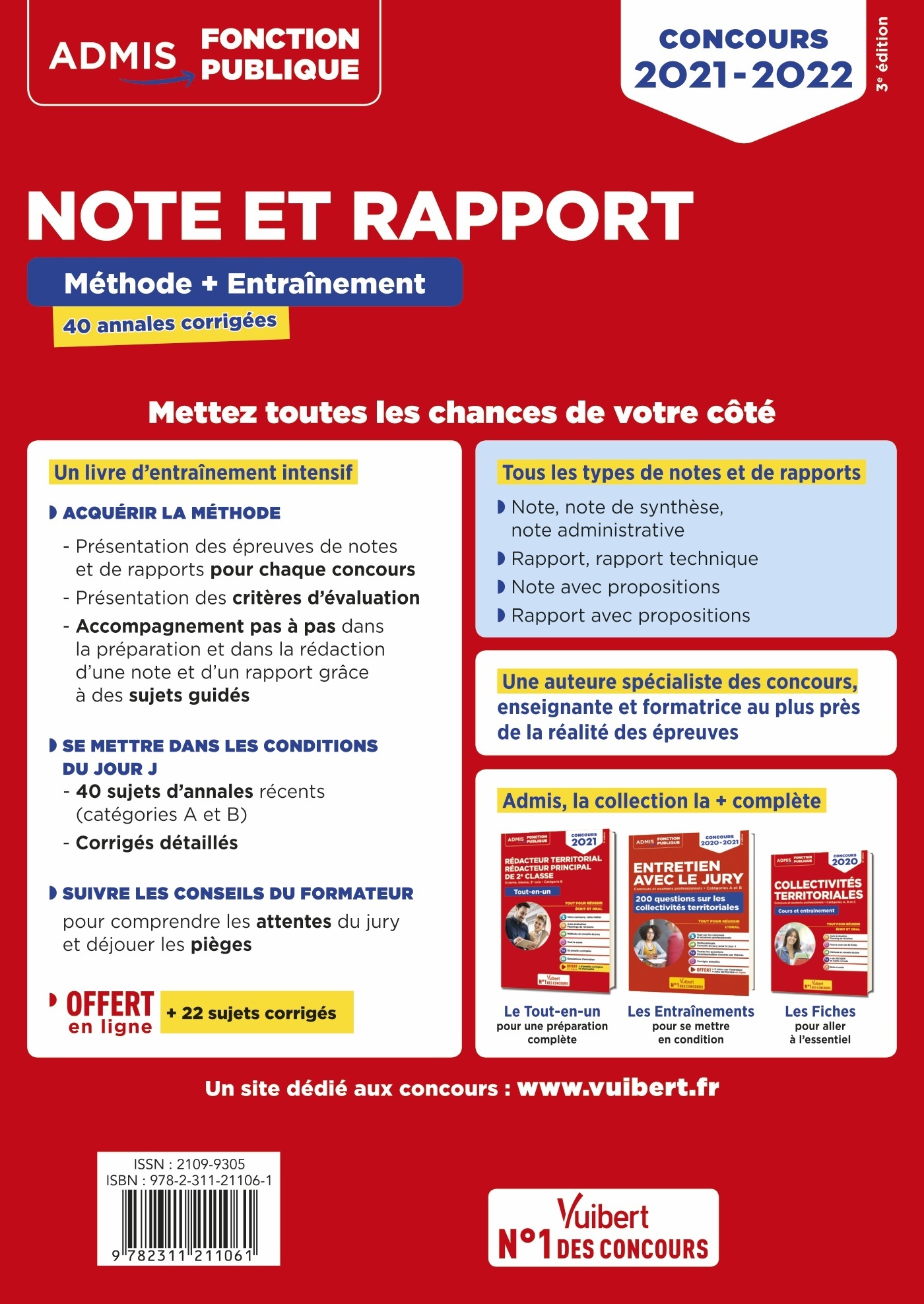 Note et Rapport - Méthode et entraînement intensif - 40 annales corrigées - Catégories A et B - Olivier Bellégo - VUIBERT