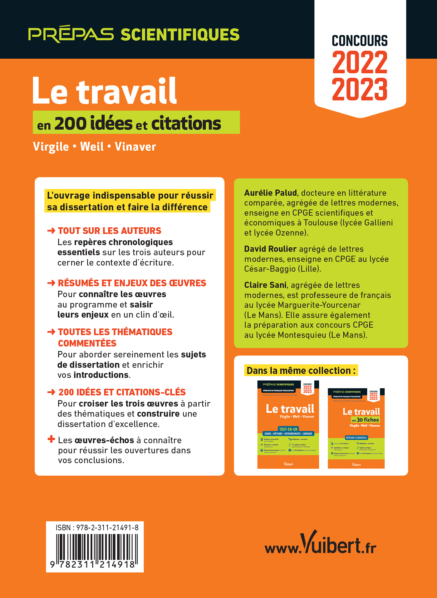 Le travail en 200 idées et citations-clés - Épreuve de français-philosophie - Prépas scientifiques - Concours 2022-2023 - Aurélie Palud - VUIBERT