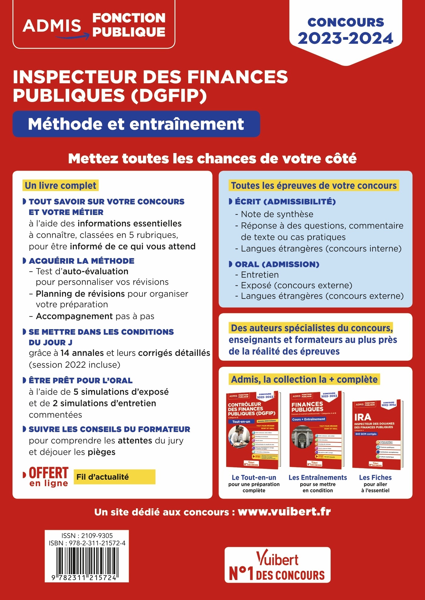 Concours Inspecteur des Finances publiques (DGFiP) - Catégorie A - Méthode et entraînement - 14 sujets corrigés - Marc Doucet - VUIBERT