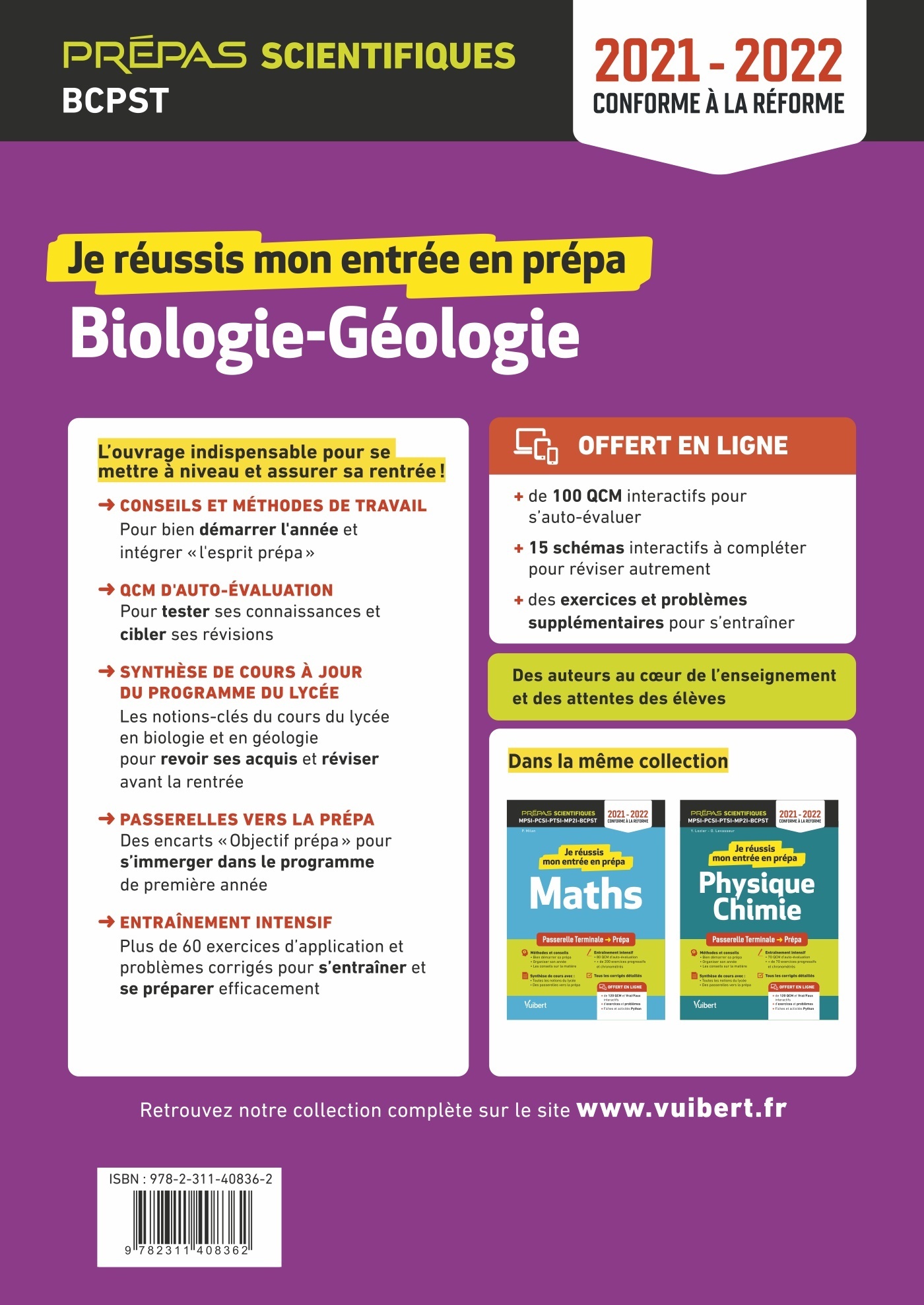 Je réussis mon entrée en prépa. Biologie-Géologie - Françoise Saintpierre - VUIBERT