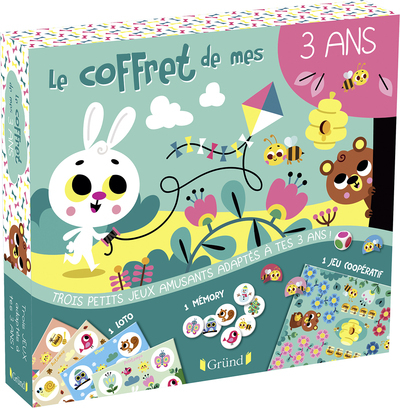 Le coffret de mes 3 ans - Coffret avec 1 jeu coopératif sur la nature, 24 cartes de mémory et 1 loto - Tiago Americo - GRUND