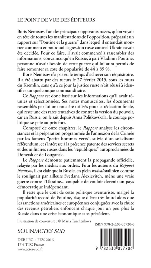 Le rapport Nemtsov - Ilya Yashine - ACTES SUD