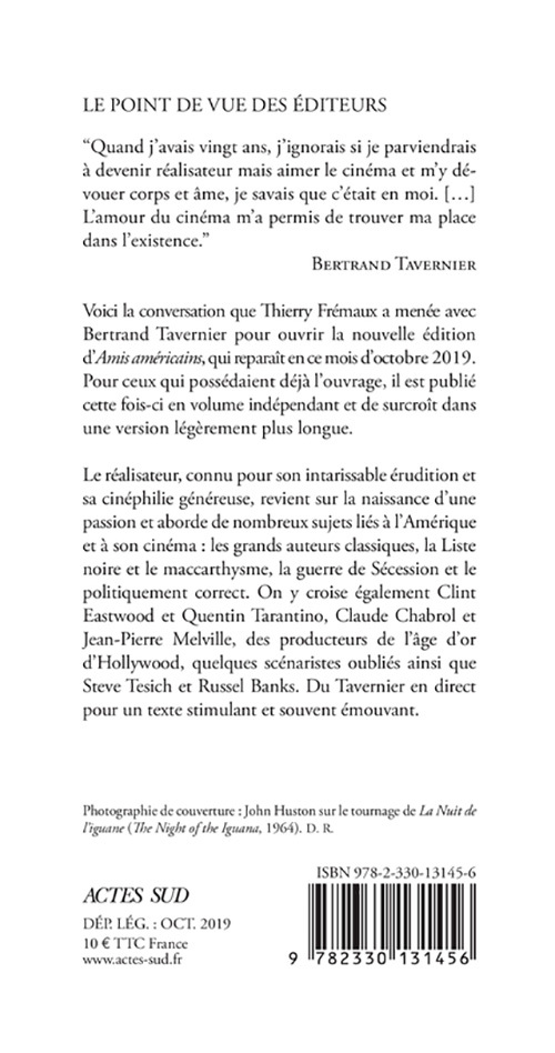 L'amour du cinéma m'a permis de trouver une place dans l'existence - Bertrand Tavernier - ACTES SUD