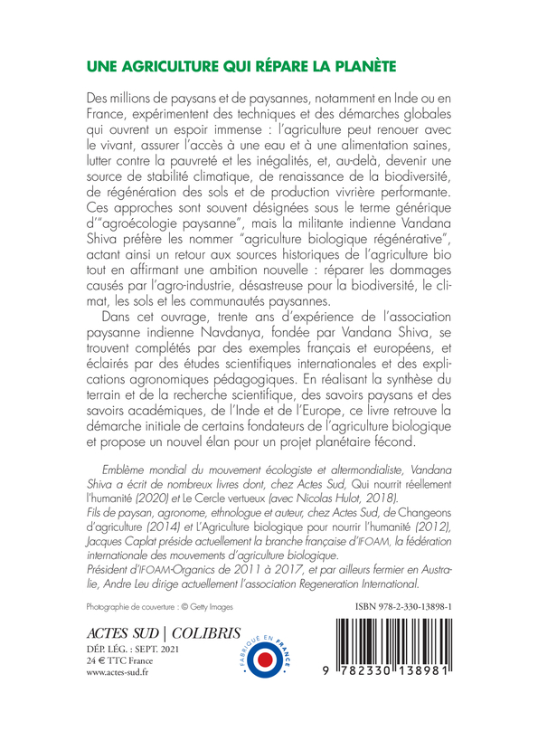 Une agriculture qui répare la planète - Jacques Caplat - ACTES SUD