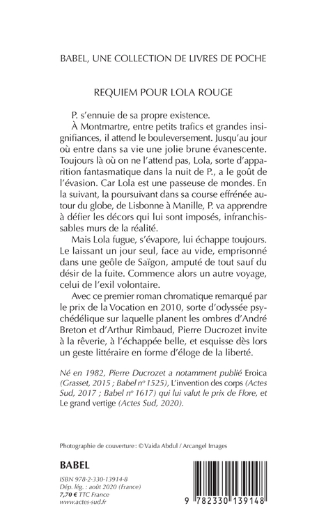 Requiem pour Lola rouge - Pierre Ducrozet - ACTES SUD