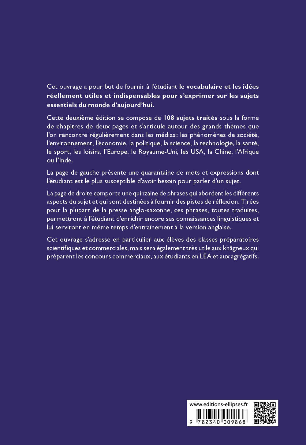 Vocabulaire thématique anglais-français. Le monde d'aujourd'hui : Société - Environnement -Economie - Politique -Technologie - Santé - 2e édition actualisée - Daniel Gandrillon - ELLIPSES