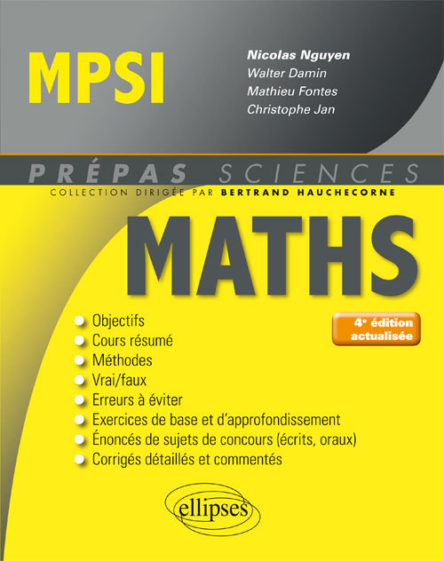 Mathématiques MPSI - 4e édition actualisée - Nicolas Nguyen - ELLIPSES