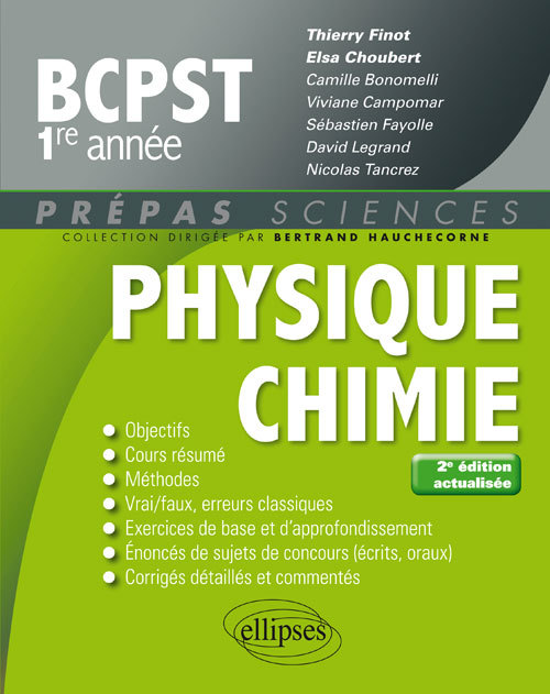 Physique-chimie BCPST-1 - 2e édition actualisée - Thierry Finot - ELLIPSES