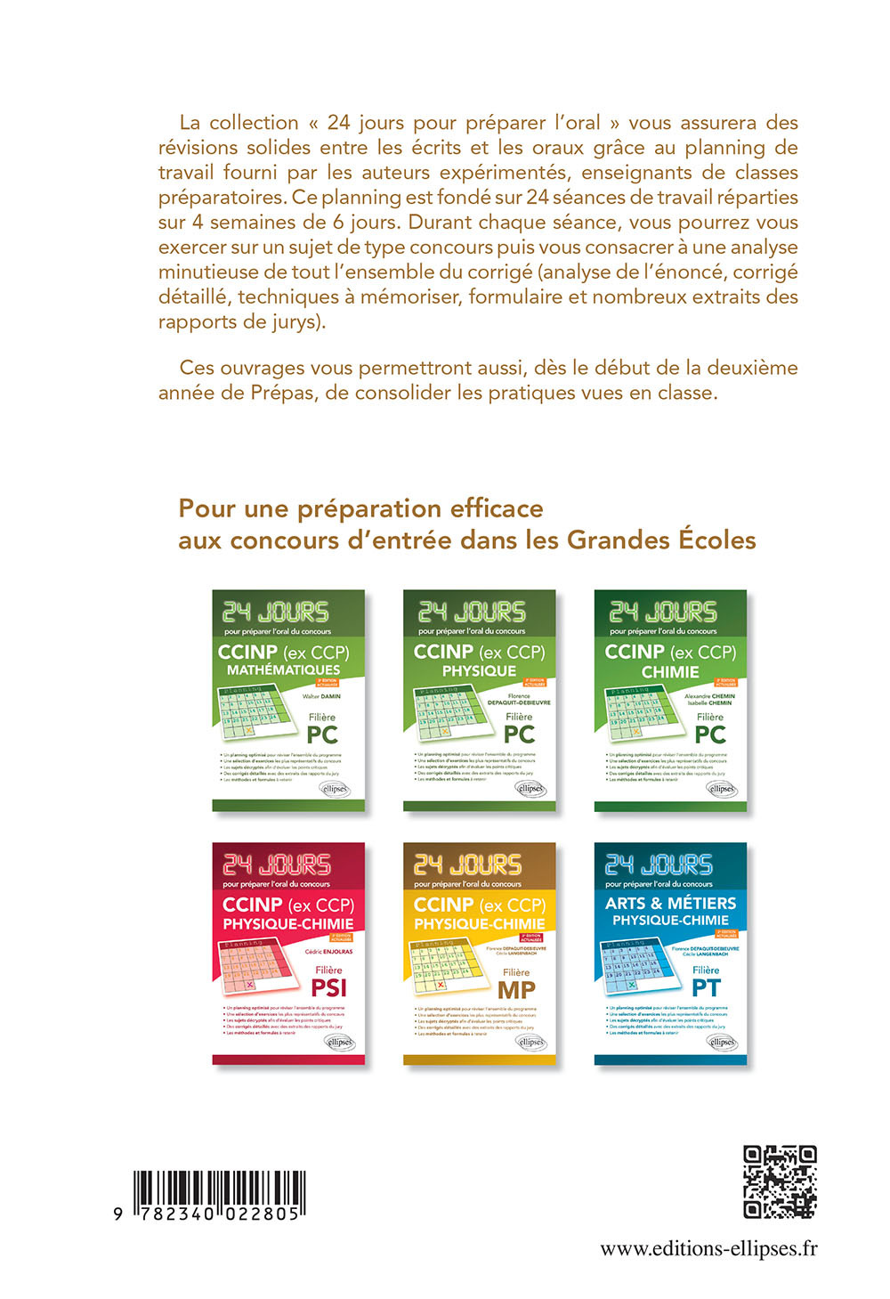 Mathématiques 24 jours pour préparer l’oral du concours CCINP (ex CCP) - Filière PC - 2e édition actualisée - Walter Damin - ELLIPSES