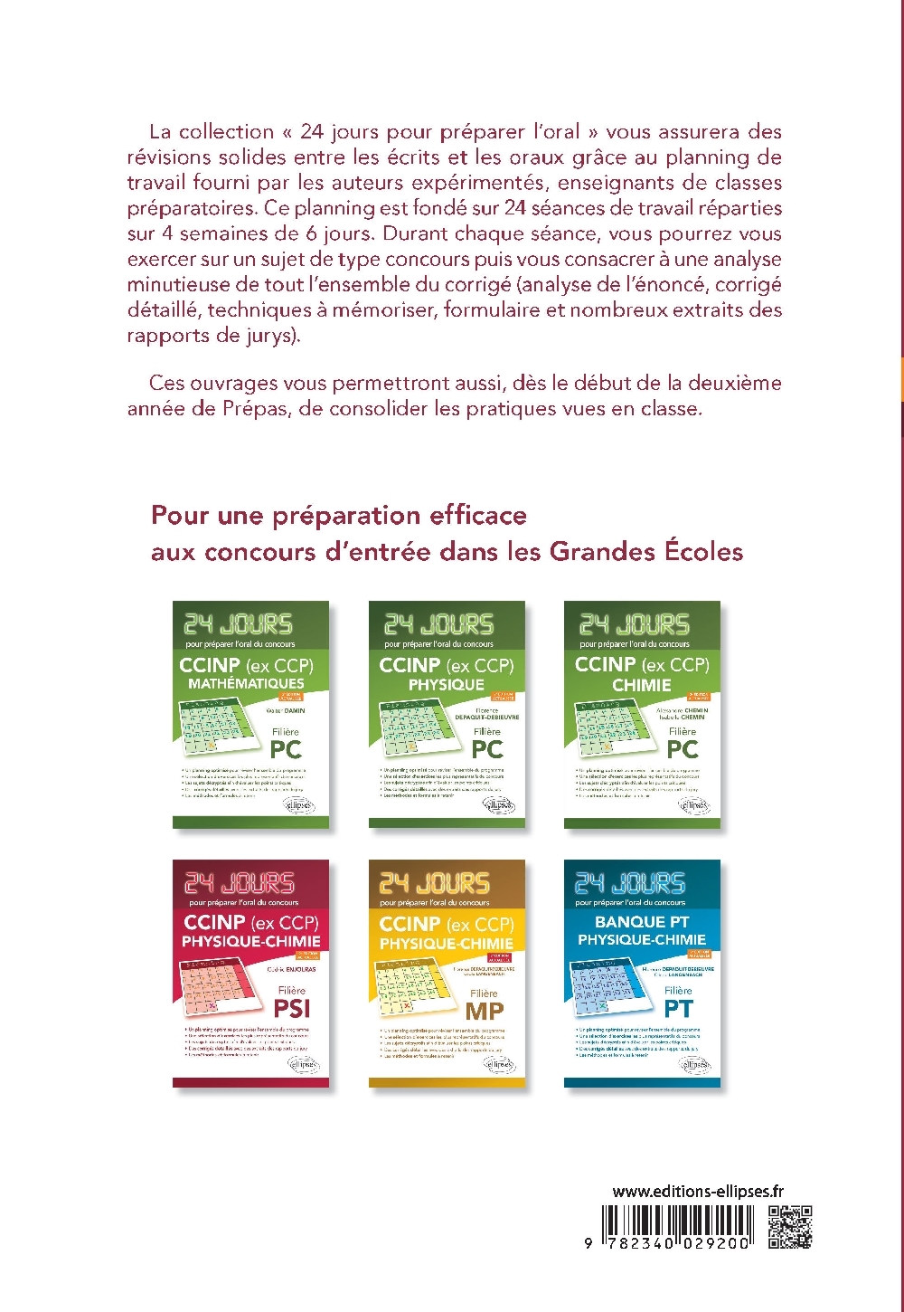 Mathématiques 24 jours pour préparer l’oral du concours CCINP (ex CCP) - Filière PSI - 2e édition actualisée - Thierry Legay - ELLIPSES