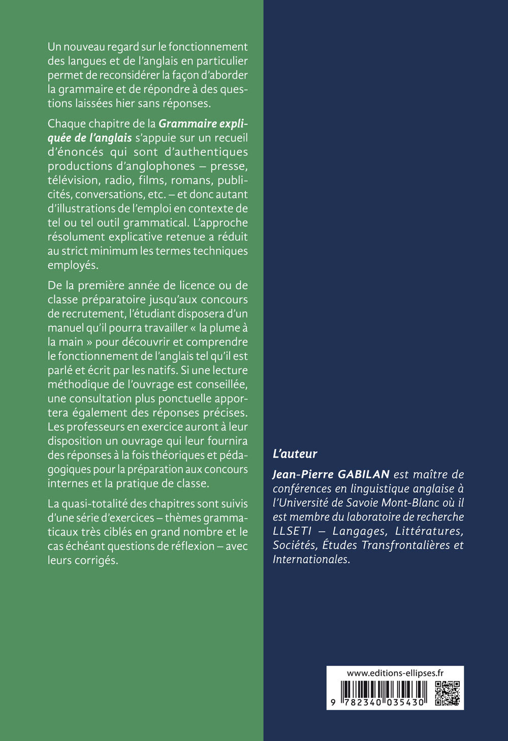 Grammaire expliquée de l'anglais - 2e édition - Jean-Pierre Gabilan - ELLIPSES