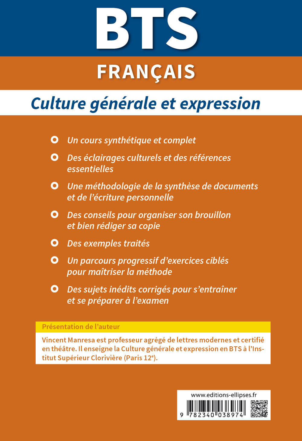 BTS De la musique avant toute chose ? - Culture générale et expression - Examens 2021 et 2022 - Vincent Manresa - ELLIPSES