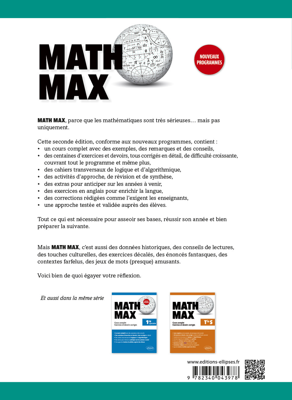 Math Max - Seconde - Cours complet, exercices et devoirs corrigés - Nouveaux programmes - Sébastien Krief-Détraz - ELLIPSES