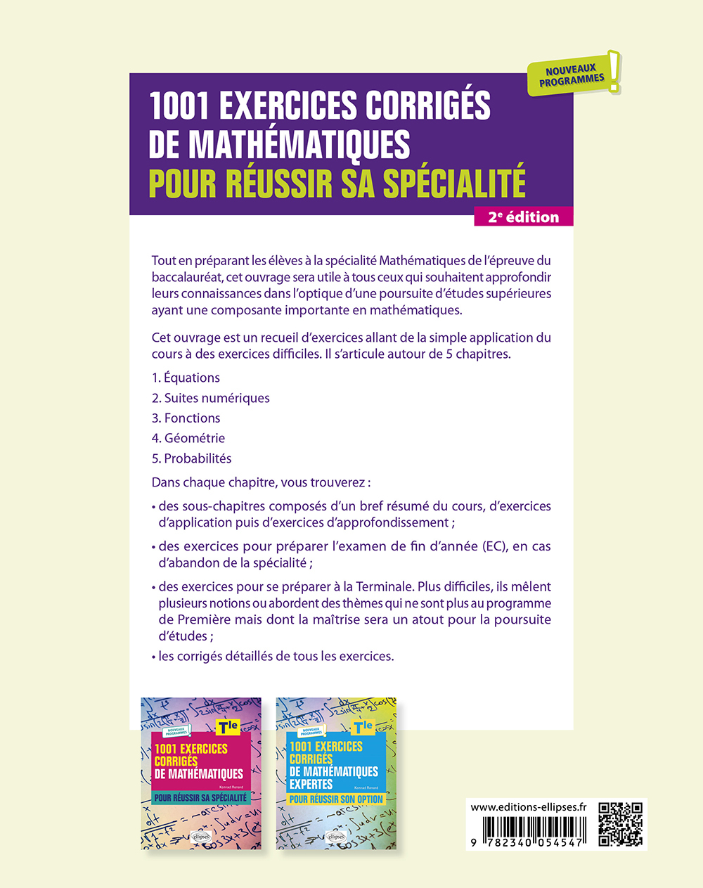 1001 exercices corrigés de Mathématiques - Pour réussir sa spécialité - Première - Konrad Renard - ELLIPSES