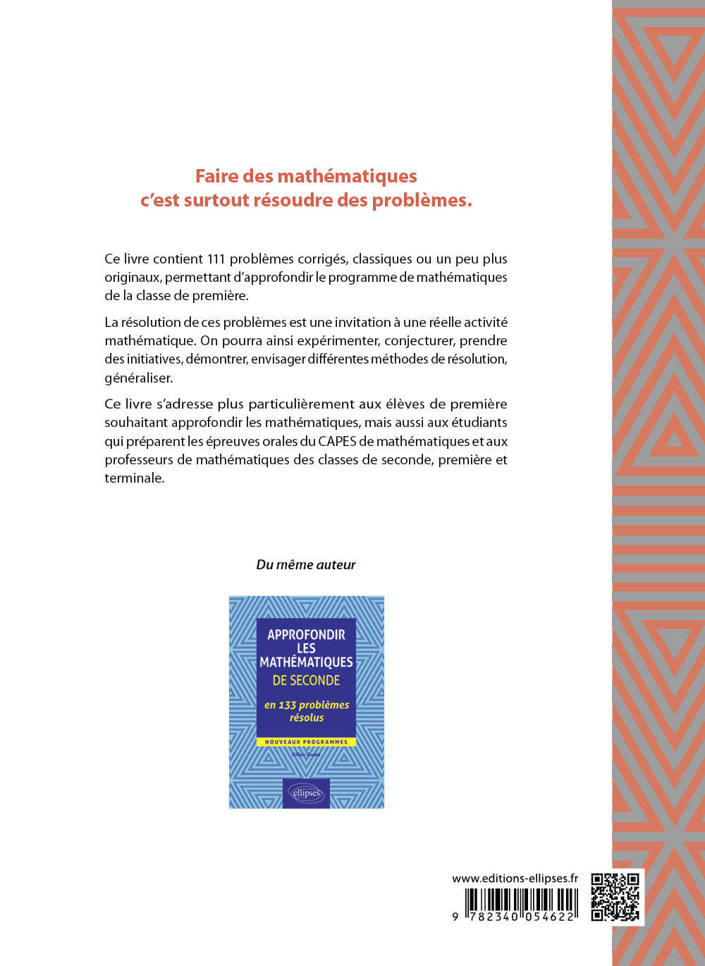 Approfondir les mathématiques de Première en 111 problèmes résolus - Gilles Oudet - ELLIPSES