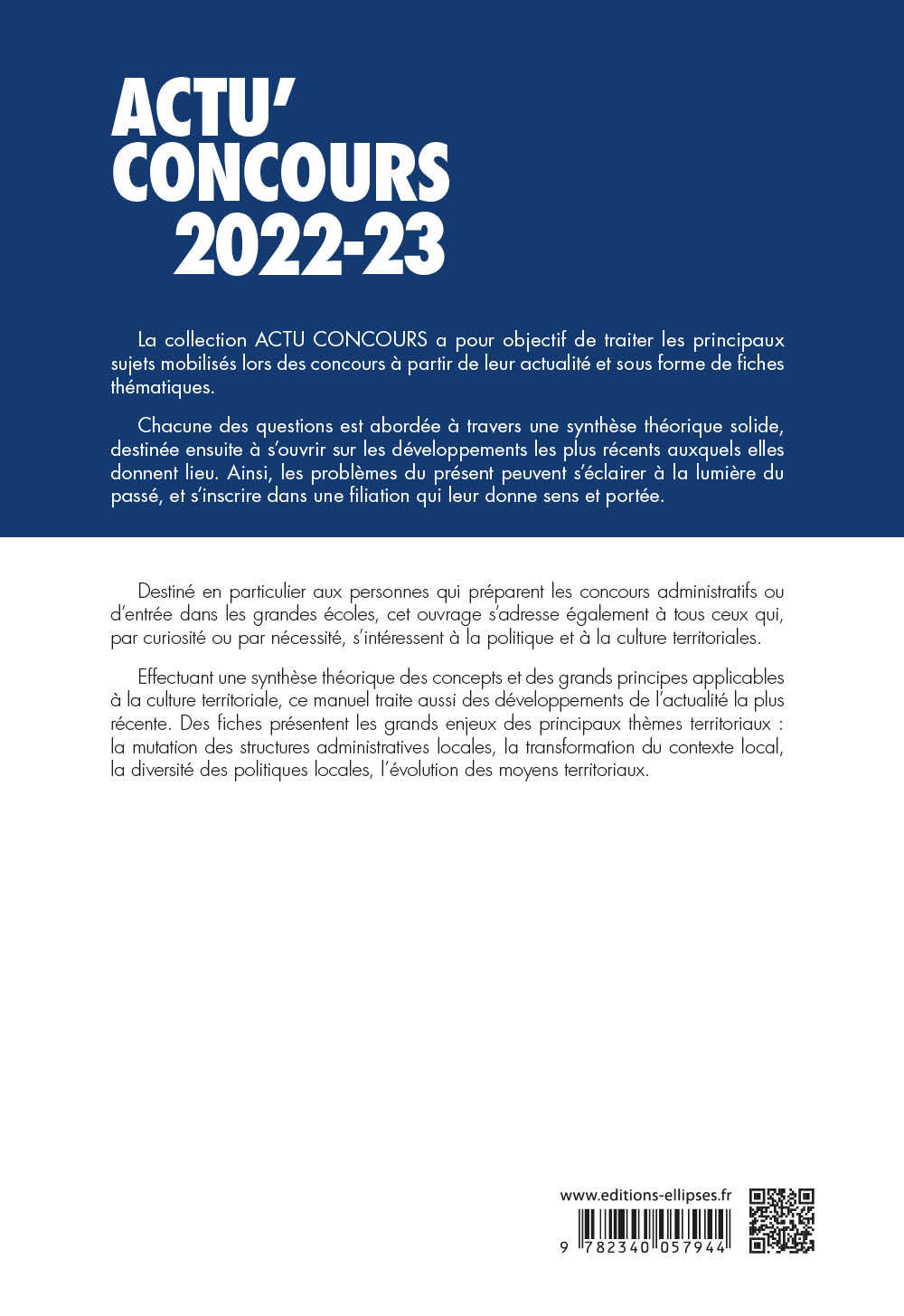 Culture territoriale 2022-2023 - Cours et QCM - Marine Derkenne - ELLIPSES