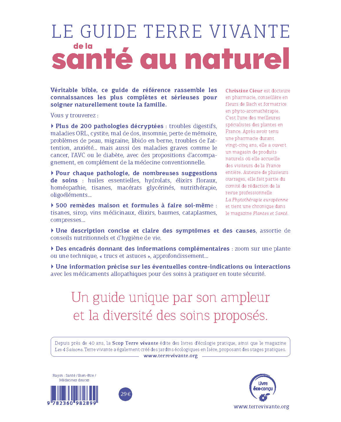 Le guide Terre vivante de la santé au naturel - Christine Cieur - TERRE VIVANTE