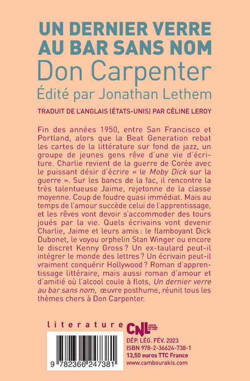 Un dernier verre au bar sans nom - édition collector - Don Carpenter - CAMBOURAKIS