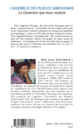 L'assemblée des peuples camerounais - Marie-Louise Eteki-Otabela - L'HARMATTAN