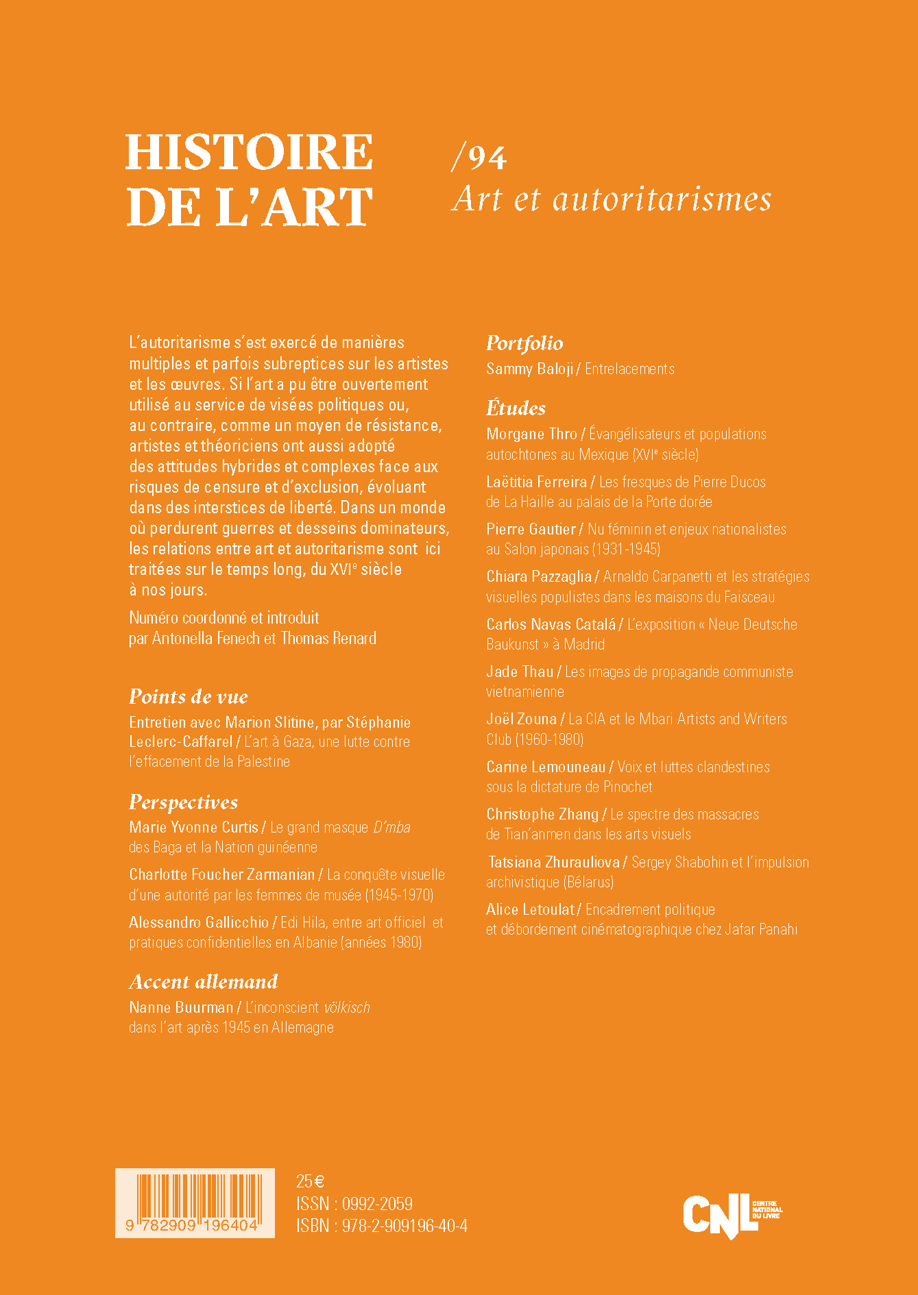 HISTOIRE DE L'ART N° 94 : ART ET AUTORITARISMES - DÉCEMBRE 2024 - REVUE HISTOIRE DE L'ART - REVUE HIST ART