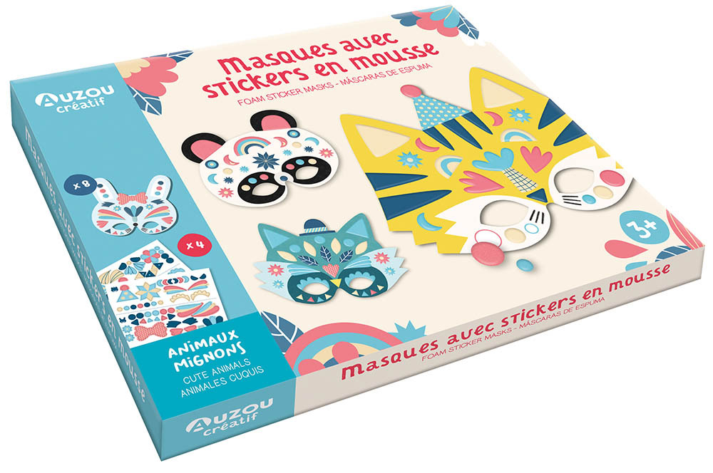 MON COFFRET D'ARTISTE - MASQUES AVEC STICKERS EN MOUSSE - ANIMAUX MIGNONS - CARLSLUND MICHELLE - AUZOU