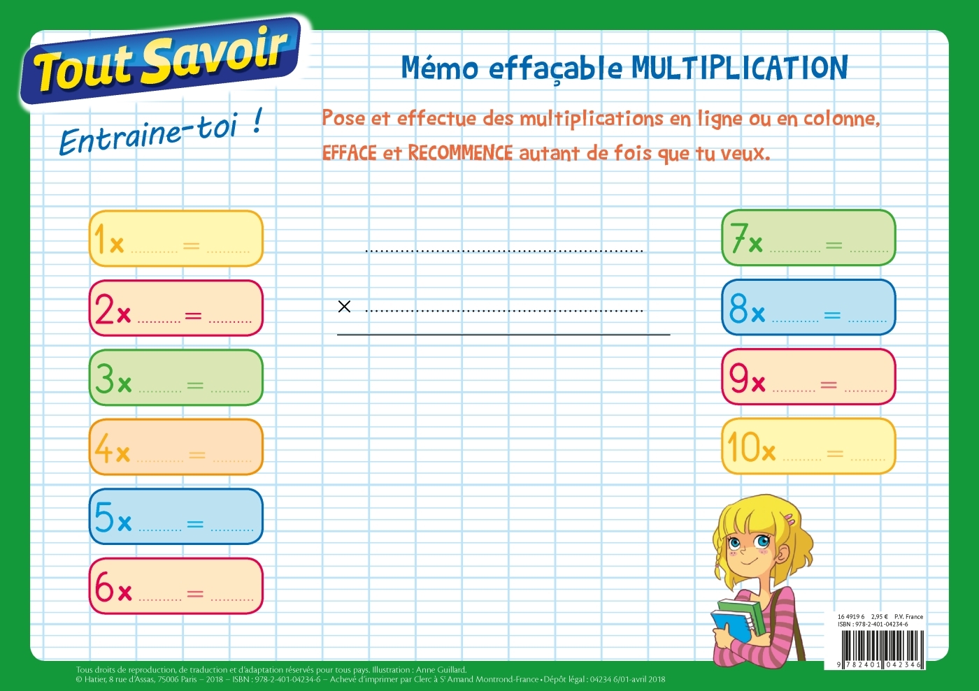 Mémo effaçable Multiplication - XXX - HATIER