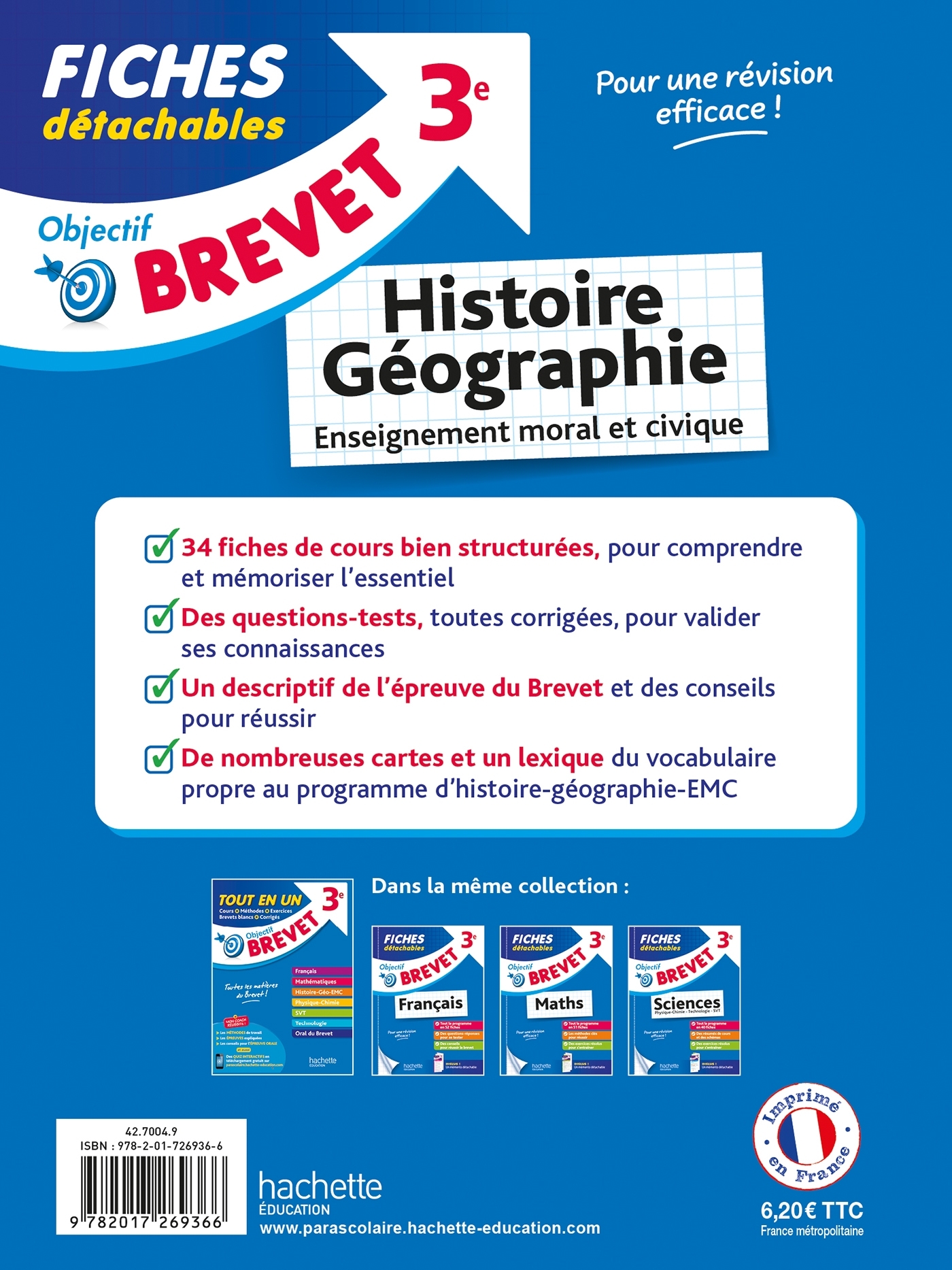 Objectif Brevet - Fiches Histoire-Géographie-EMC 3e - Richard Basnier - HACHETTE EDUC