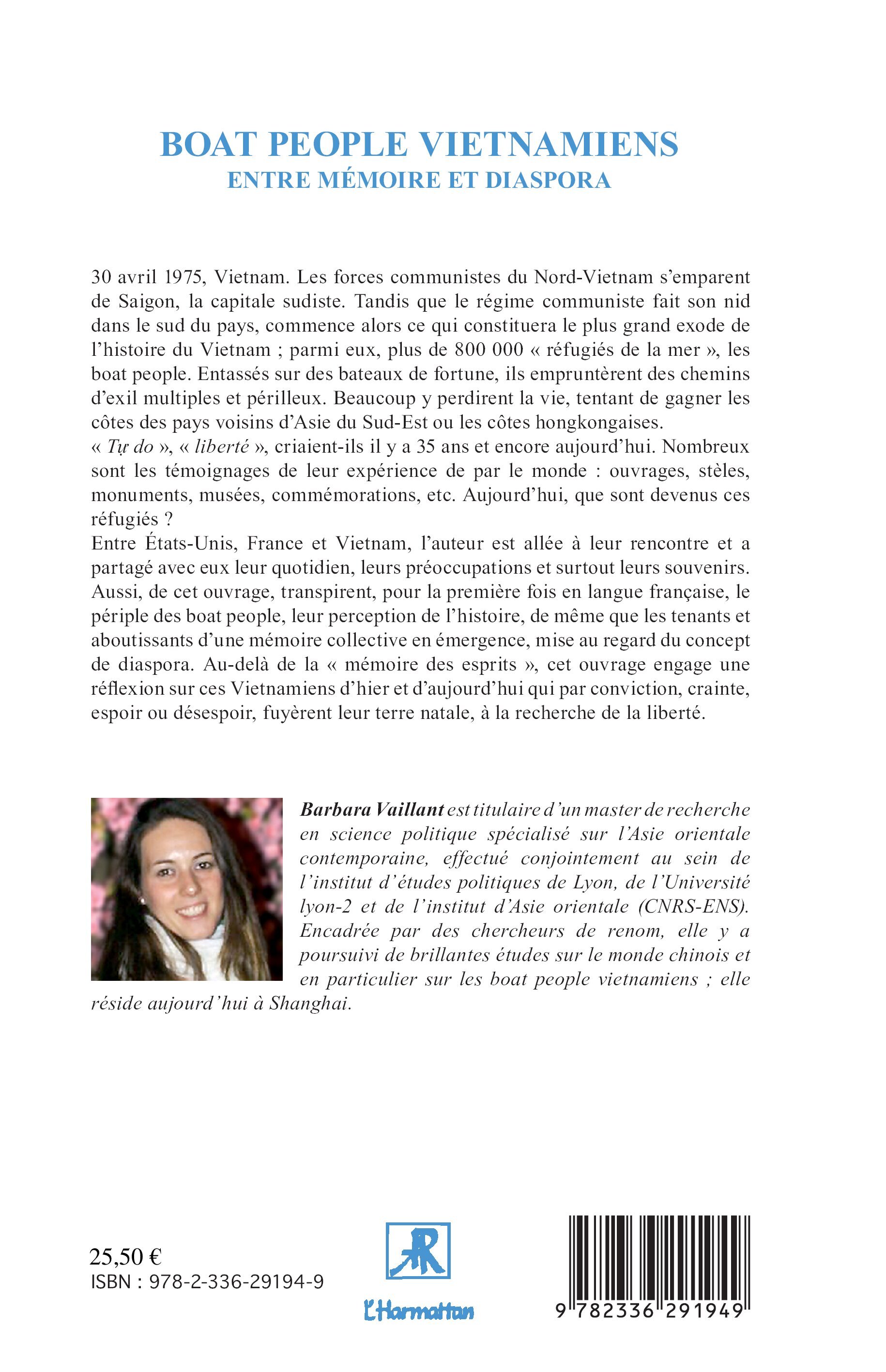 Boat people Vietnamiens - Barbara Vaillant - L'HARMATTAN