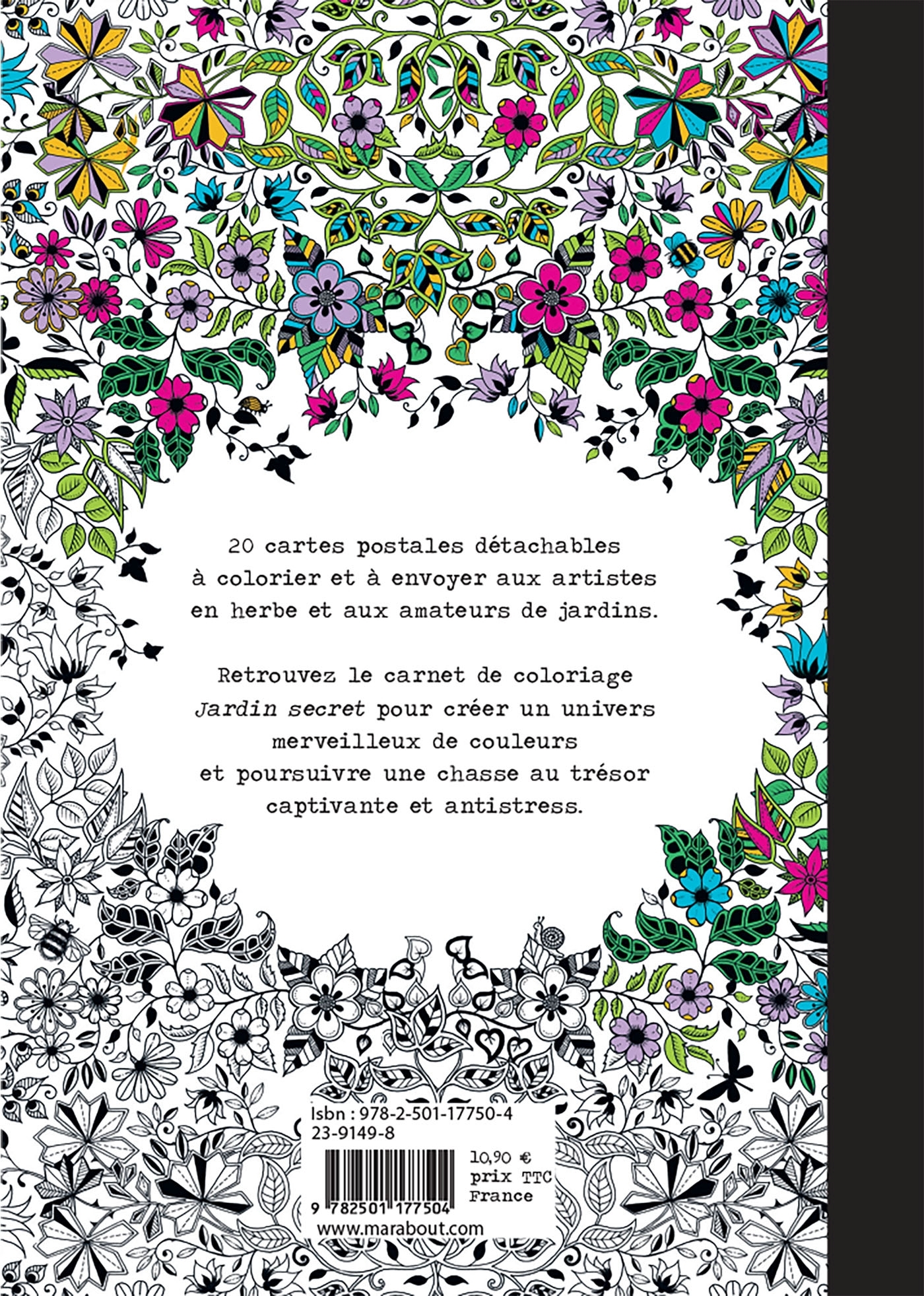 Jardin secret - 20 cartes postales détachables à colorier - Johanna Basford - MARABOUT