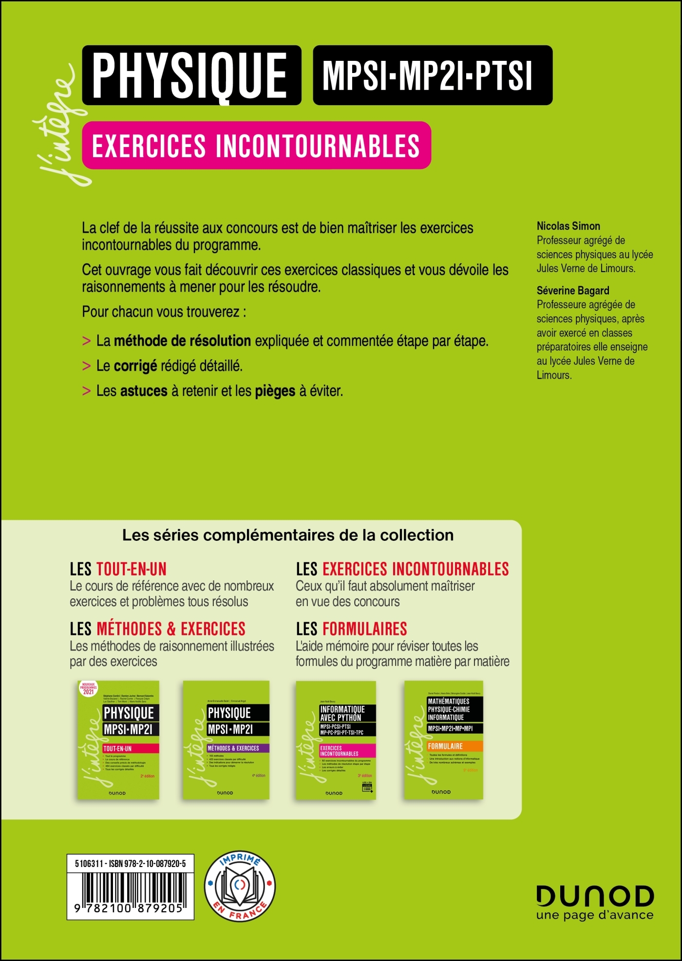 Physique Exercices incontournables MPSI-MP2I-PTSI - 4e éd. - Nicolas Simon, Séverine Bagard - DUNOD