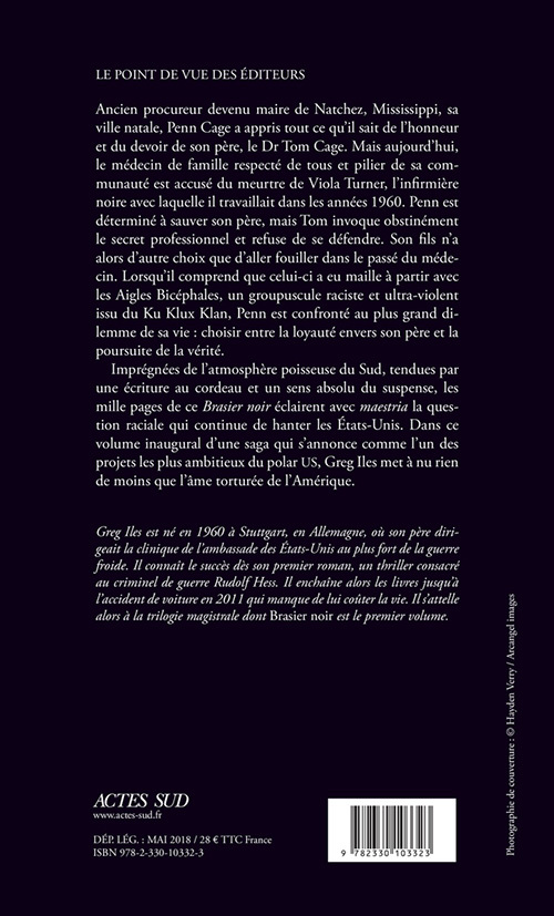 Brasier noir - Greg Iles, Aurélie Tronchet - ACTES SUD