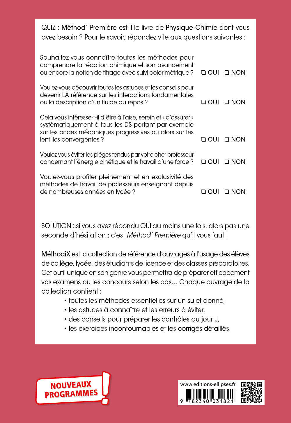 Spécialité Physique-Chimie - Première - nouveaux programmes - Lydie Clolus, Grégory Ley, Xavier Merlin - ELLIPSES
