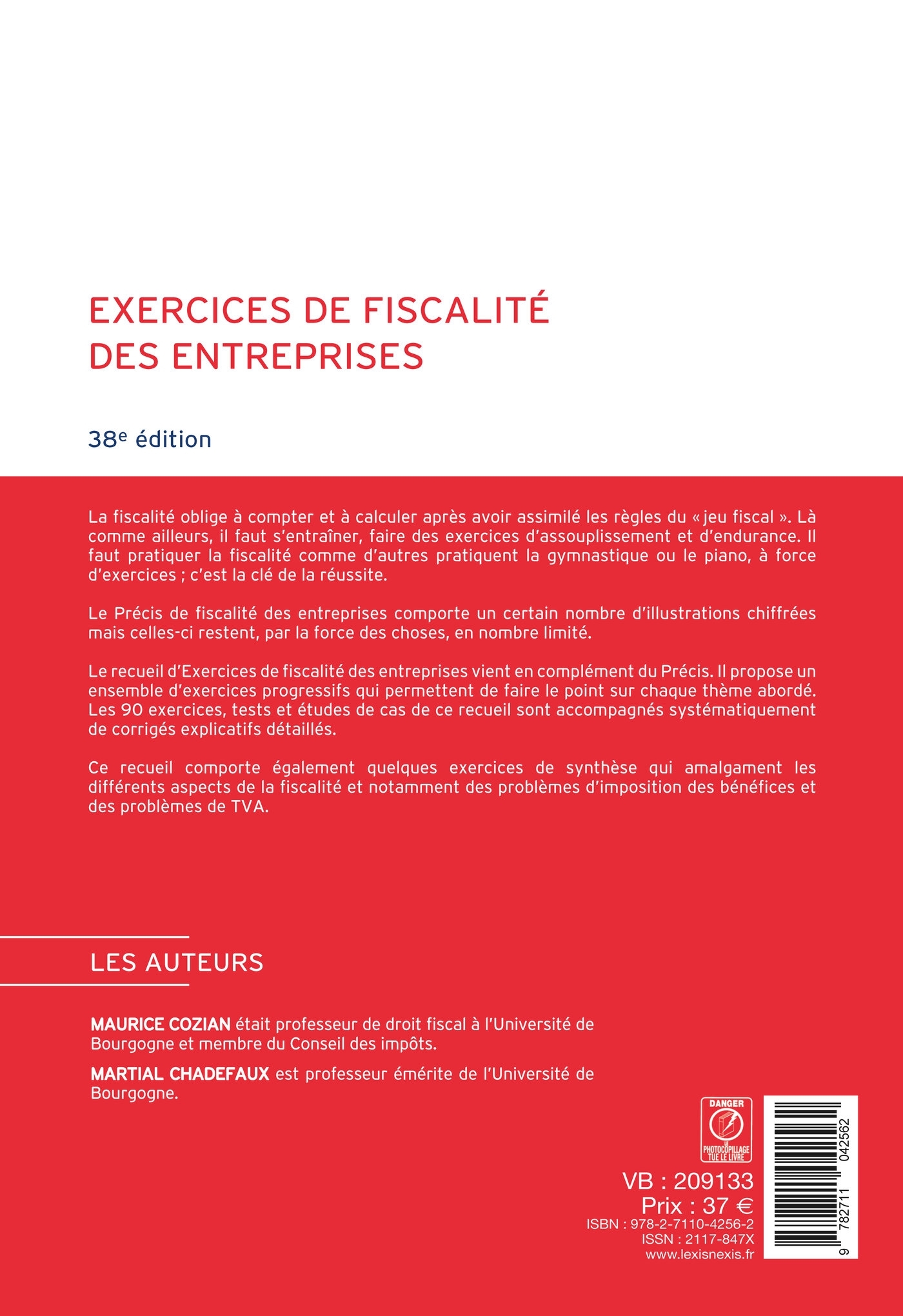 Exercices de fiscalité des entreprises 2025-2026 - Maurice Cozian, Martial Chadefaux - LEXISNEXIS