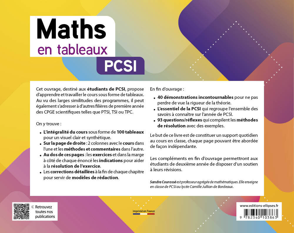 Maths en tableaux - PCSI - Sandra Courossé - ELLIPSES