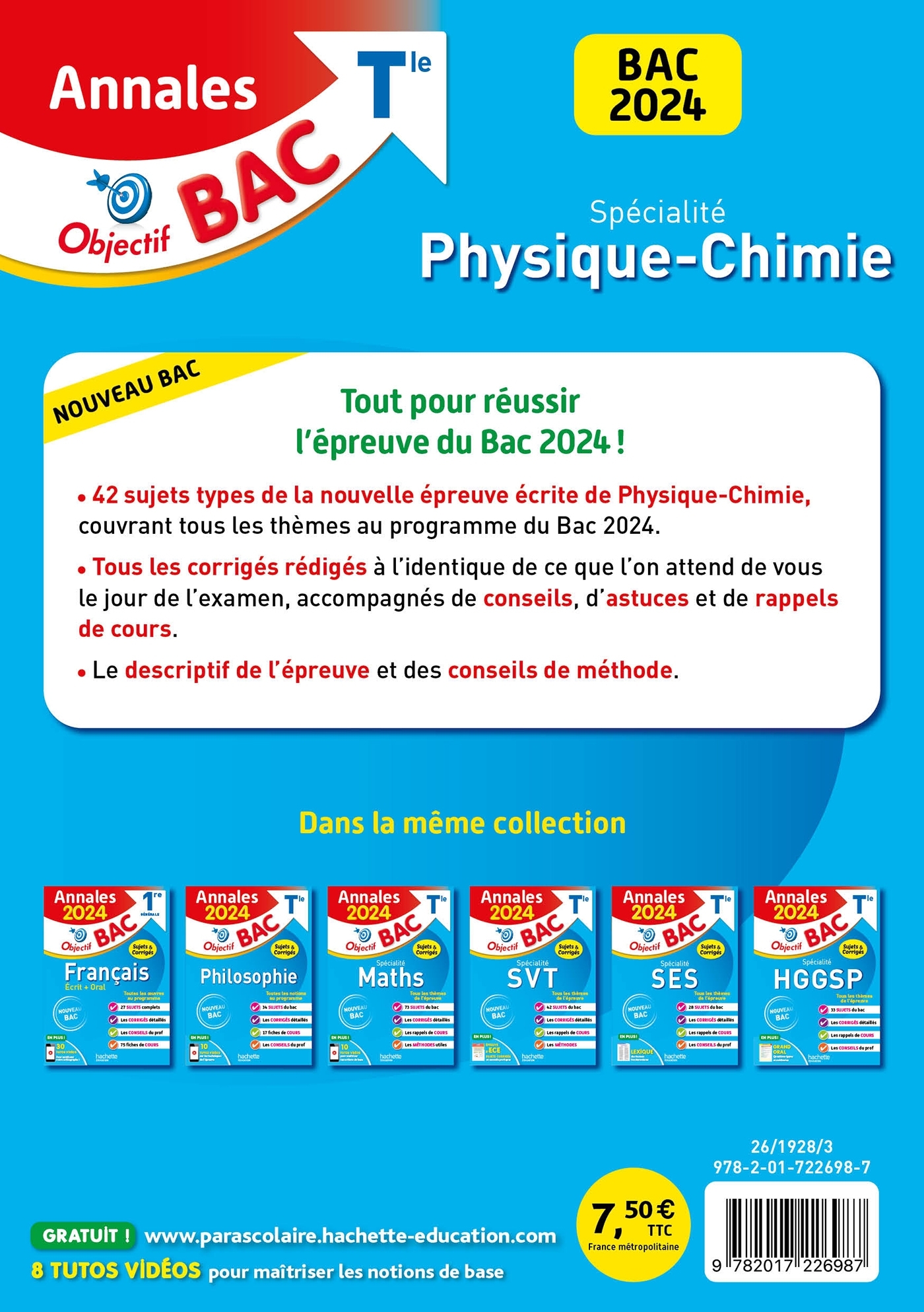 Annales Objectif BAC 2024 - Spécialité Physique-Chimie -  , Rudy Latchimy - HACHETTE EDUC