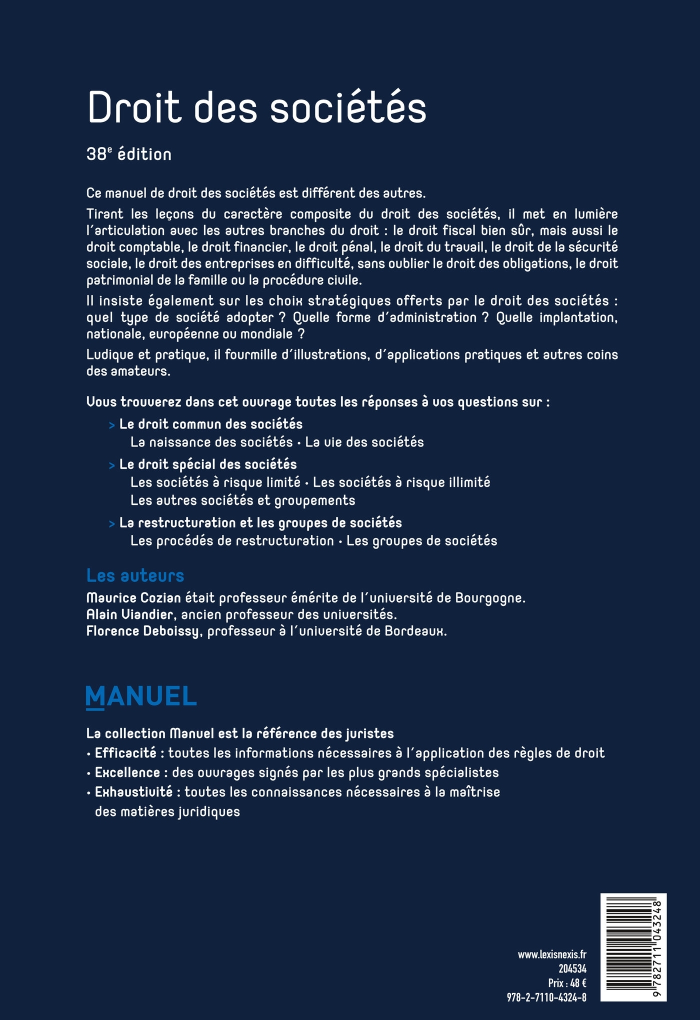 Droit des sociétés - Maurice Cozian, Alain Viandier, Florence Deboissy - LEXISNEXIS
