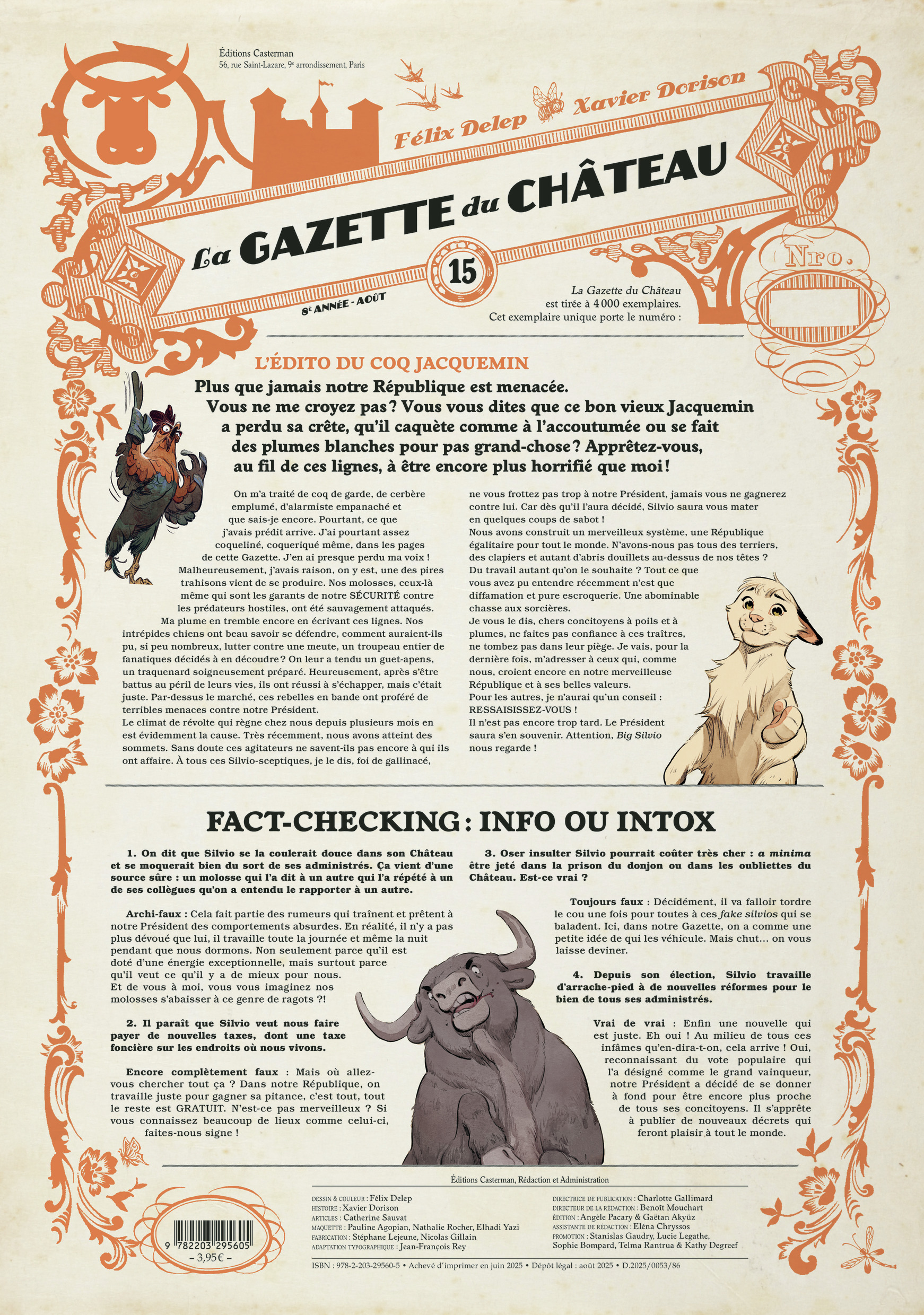 Le Château des animaux - La Gazette du château -  FELIX DELEP / XAVIER DORISON - CASTERMAN