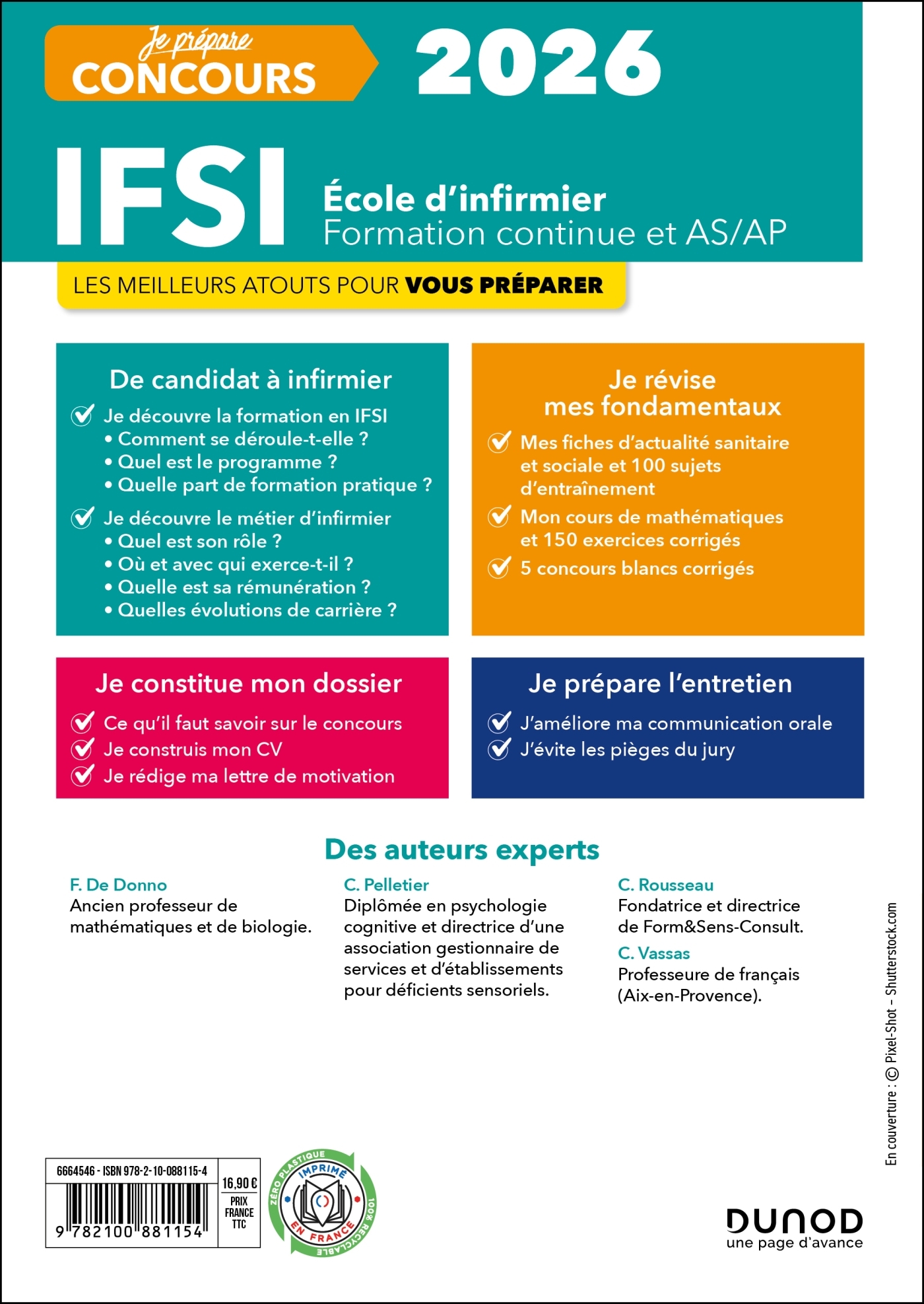IFSI 2026 Ecoles d'infirmier Concours Formation continue et Passerelle AS-AP - Fabrice Donno, Corinne Pelletier, Charlotte Rousseau, Céline Vassas - DUNOD