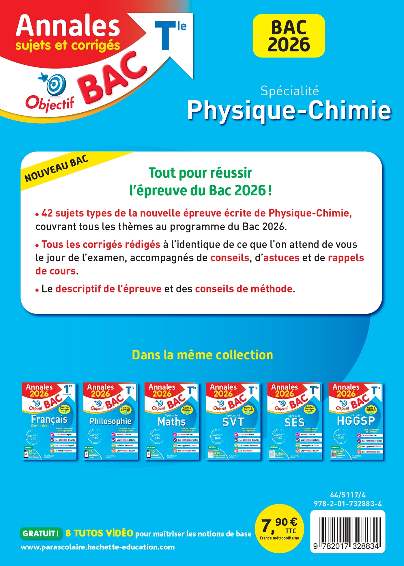 Annales Objectif BAC 2026 - Spécialité Physique-Chimie Tle - sujets et corrigés -  , Rudy Latchimy - HACHETTE EDUC