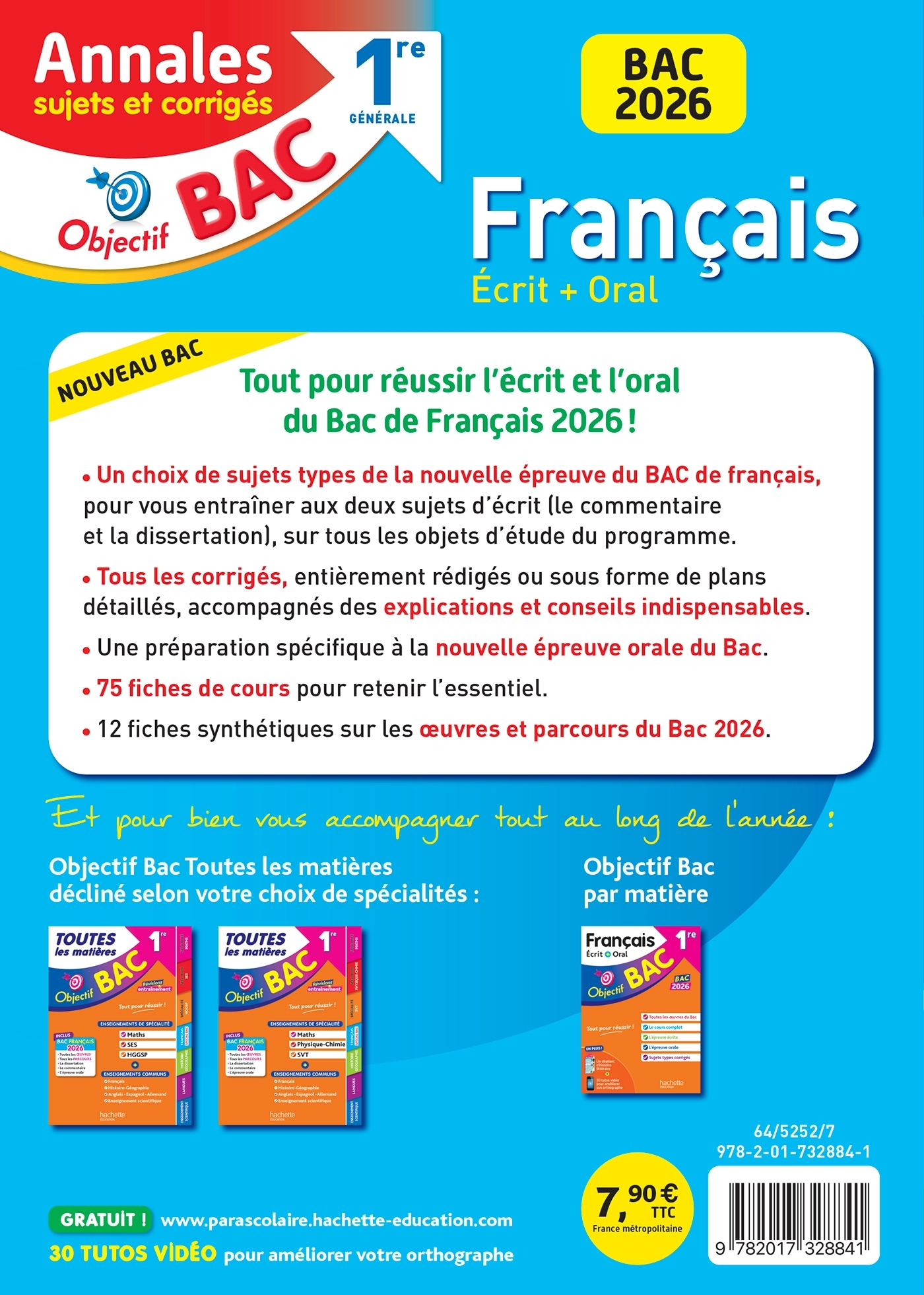 Annales Objectif BAC 2026 - Français 1re générale - sujets et corrigés - Isabelle Lisle, Sylvie Beauthier - HACHETTE EDUC